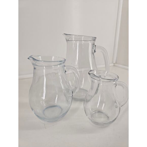 Arcoroc France Clear Glass Pitchers – Set of 3 – Beverage Servers - Picture 1 of 3